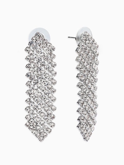 Набор 2 предмета: серьги, колье со стразами «Лёд», d=13.5 см, белый в серебре