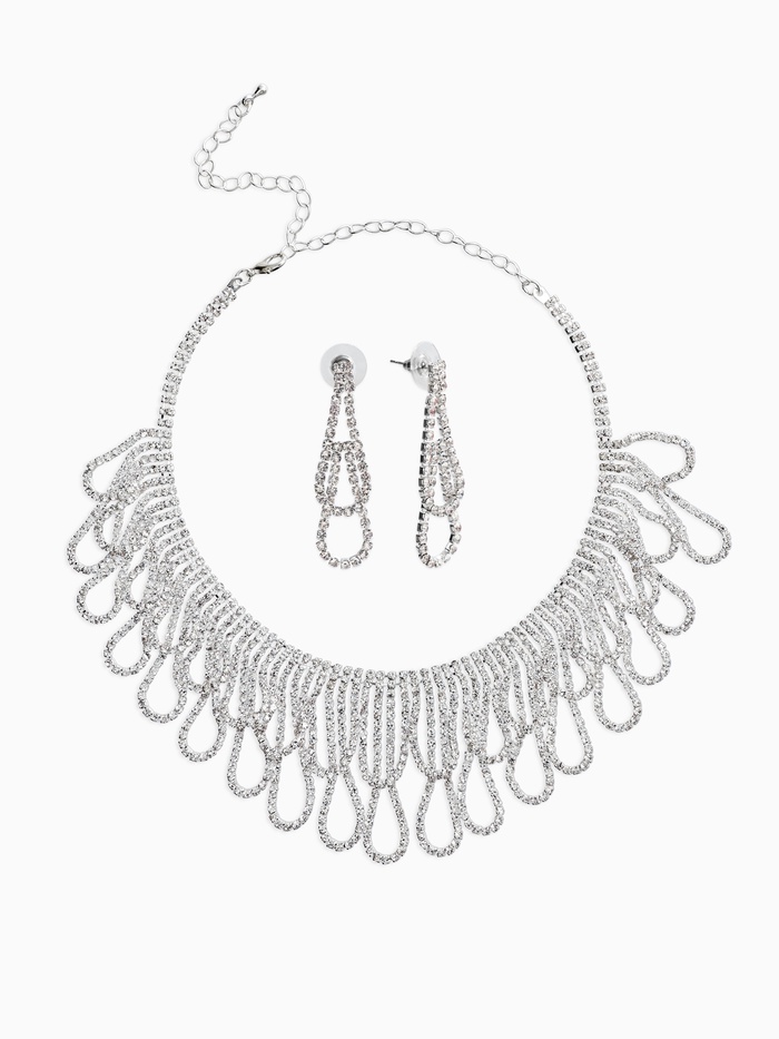 Набор 2 пред-а: серьги, колье со стразами 