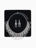 Набор 2 предмета: серьги, колье со стразами «Лёд». d=13.5 см, белый в серебре - фото 65467047