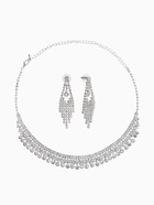 Набор 2 предмета: серьги, колье со стразами «Лёд», d=13.5 см, белый в серебре 10937463