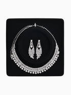 Набор 2 предмета: серьги, колье со стразами «Лёд», d=13.5 см, белый в серебре 10937463