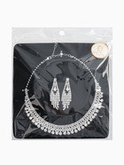 Набор 2 предмета: серьги, колье со стразами «Лёд», d=13.5 см, белый в серебре 10937463