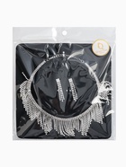 Набор 2 предмета: серьги, колье со стразами «Лёд», d=13.5 см, белый в серебре - фото 65467065