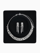 Набор 2 предмета: серьги, колье со стразами «Лёд. Круги», d=13.5 см, белый в серебре - фото 65467071