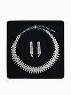 Набор 2 предмета: серьги, колье со стразами «Лёд. Клавиши», d=13.5 см, белый в серебре - фото 65467079