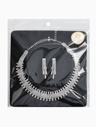 Набор 2 предмета: серьги, колье со стразами «Лёд. Клавиши», d=13.5 см, белый в серебре - фото 65467081