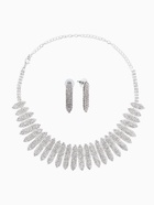 Набор 2 предмета: серьги, колье со стразами «Лёд. Лепестки». d=13.5 см, белый в серебре 10937467