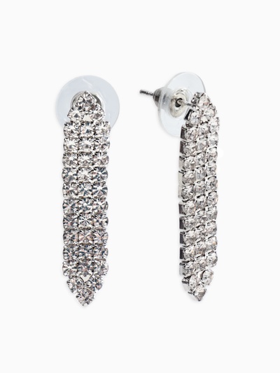 Набор 2 предмета: серьги, колье со стразами «Лёд. Лепестки». d=13.5 см, белый в серебре