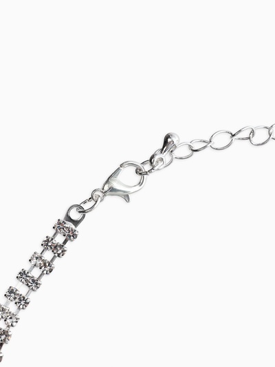 Набор 2 предмета: серьги, колье со стразами «Лёд. Лепестки». d=13.5 см, белый в серебре