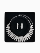 Набор 2 предмета: серьги, колье со стразами «Лёд. Лепестки». d=13.5 см, белый в серебре 10937467