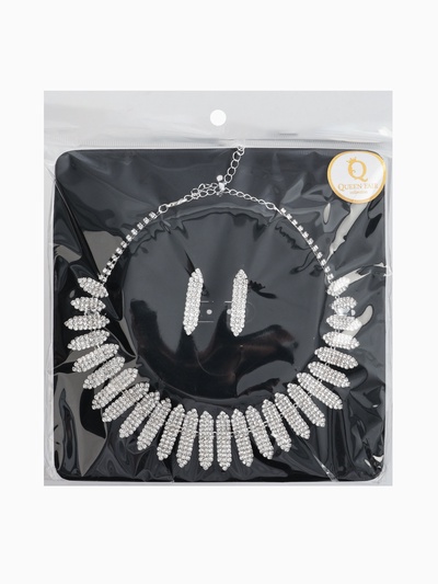 Набор 2 предмета: серьги, колье со стразами «Лёд. Лепестки». d=13.5 см, белый в серебре