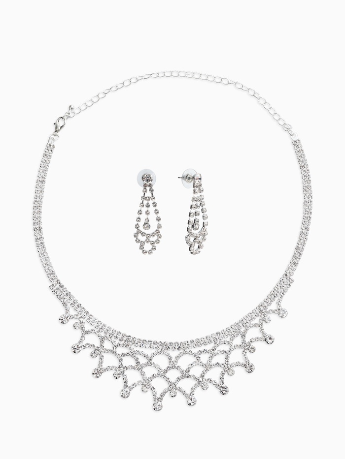 Набор 2 предмета: серьги, колье со стразами «Лёд. Паутина», d=13.5 см, белый в серебре