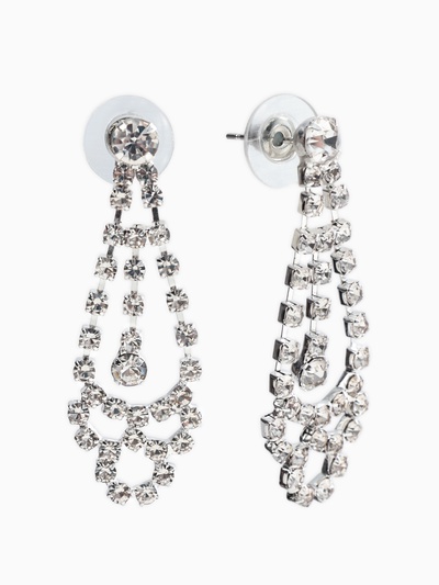 Набор 2 предмета: серьги, колье со стразами «Лёд. Паутина», d=13.5 см, белый в серебре