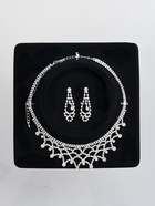 Набор 2 предмета: серьги, колье со стразами «Лёд. Паутина», d=13.5 см, белый в серебре - фото 65467095