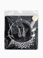 Набор 2 предмета: серьги, колье со стразами «Лёд. Паутина», d=13.5 см, белый в серебре - фото 65467097