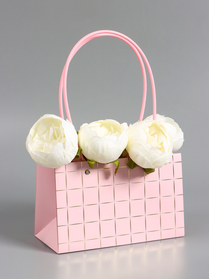 Сумка для цветов влагостойкая, розовая 22x10.5x13.5±5% см