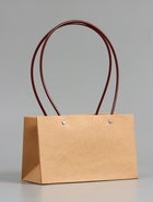 Сумка переноска для цветов, влагостойкая, крафт, 22×10.5×13.5 см 10947518