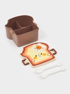 Ланч - бокс контейнер для еды Доляна «Завтрак», 3 ячейки, вилка, ложка, 16×15.5×8 см, пластик, коричневый - Фото 3