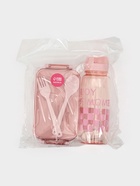 Набор посуды с собой Доляна, 4 предмета: бутылка 500 мл, ланч - бокс 450 мл, вилка, ложка, пластик, розовый - Фото 12