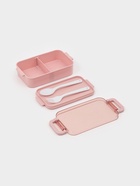 Набор посуды с собой Доляна, 4 предмета: бутылка 500 мл, ланч - бокс 450 мл, вилка, ложка, пластик, розовый - Фото 4