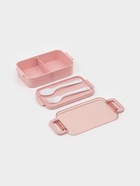 Набор посуды с собой Доляна, 4 предмета: бутылка 500 мл, ланч - бокс 450 мл, вилка, ложка, пластик, розовый - Фото 3