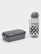 Набор посуды с собой Доляна, 4 предмета: бутылка 500 мл, ланч-бокс 20×17×5.5 см, вилка, ложка, пластик, серый - фото 65467178