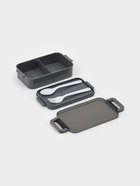 Набор посуды с собой Доляна, 4 предмета: бутылка 500 мл, ланч-бокс 20×17×5.5 см, вилка, ложка, пластик, серый - фото 65467181