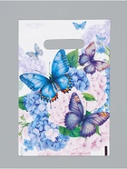 Подарочный пакет, полиэтиленовый, с вырубной ручкой, «Бабочки»,  20 х 30 см (комплект 50 шт) - фото 68174729