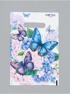 Подарочный пакет, полиэтиленовый, с вырубной ручкой, «Бабочки»,  20 х 30 см (комплект 50 шт) - фото 68174731