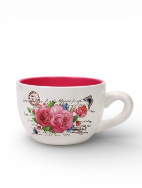 УЦЕНКА Горшок в форме чашки «Эмма» розы, 19×15×10 см 10982014