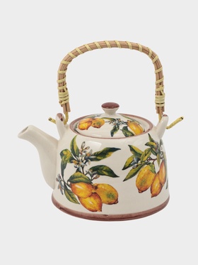 Чайник заварочный «Лимоны», металлическое сито, 900 мл, керамика, белый 10939762