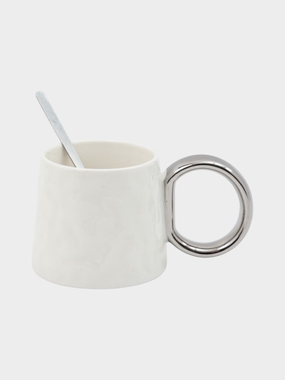 УЦЕНКА Кружка «Стильный мишка» 300 мл 15.5×9.8×8 см с ложкой белый