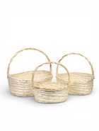 УЦЕНКА Набор корзин плетеных, 47×39×17/43, 40×32×15/38, 33×25×13/33 см, 3 шт., белый, ива - Фото 1