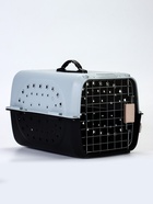 УЦЕНКА Переноска для животных пластиковая с металлической дверью 47×30×35 см, вес до 12 кг, серая 10982354