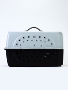 УЦЕНКА Переноска для животных пластиковая с металлической дверью 47×30×35 см, вес до 12 кг, серая 10982354