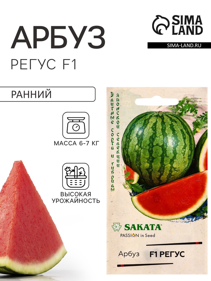 Семена Арбуз «Регус», F1, 3 шт., бессемянный, Sakata - Фото 1