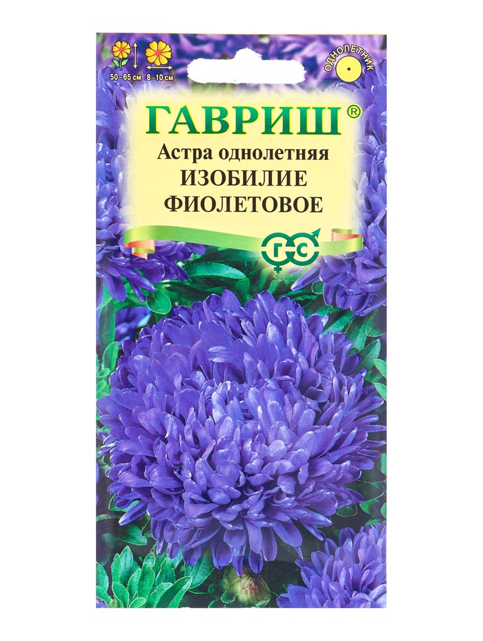 Семена цветов Астра Изобилие фиолетовое, однолетняя (пионовидная) 0,3 г DH - Фото 1