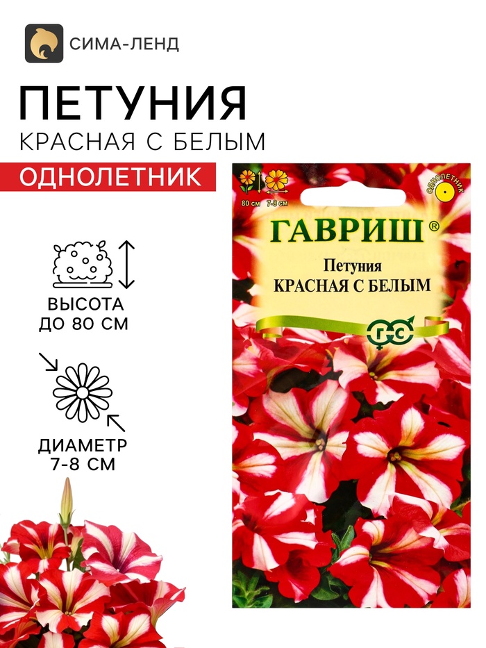 Семена цветов Петуния ампельная «Красная с белым» гранулы, 7 шт. - Фото 1
