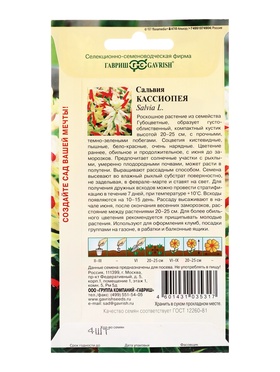 Семена цветов Сальвия Кассиопея*, карликовая  4 шт.