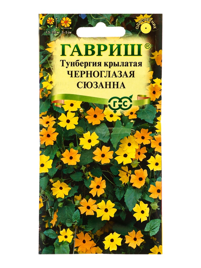 Семена цветов Тунбергия крылатая Черноглазая Сюзанна 0,3 г
