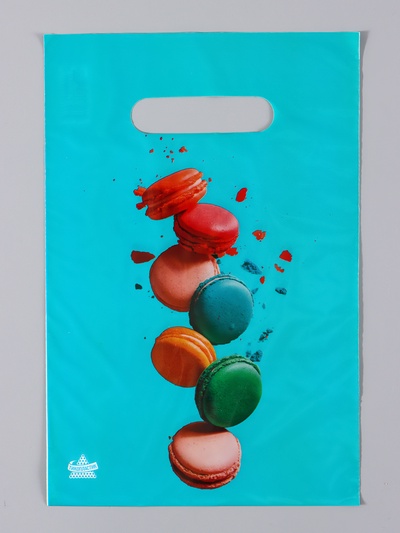 Пакет подарочный «Печеньки Макарон» полиэтиленовый, с вырубной ручкой, 30×20 см 30 мкм