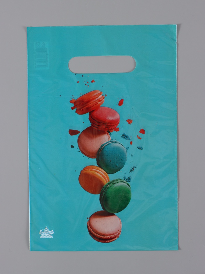 Пакет подарочный «Печеньки Макарон» полиэтиленовый, с вырубной ручкой, 30×20 см 30 мкм - Фото 1
