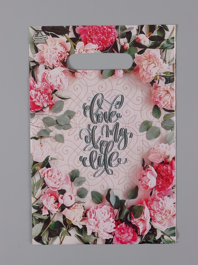 Пакет подарочный «Романтичный» полиэтиленовый, с вырубной ручкой, 30×20 см 30 мкм