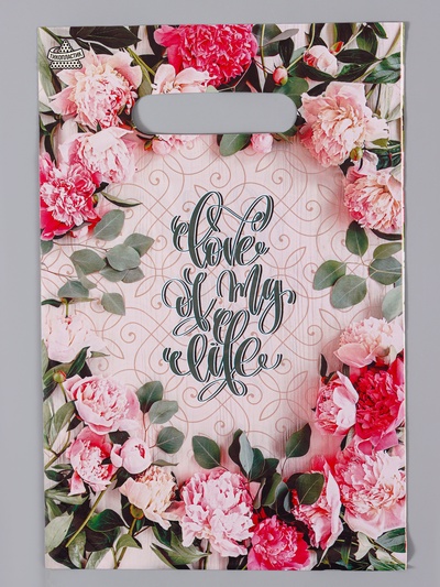 Пакет подарочный «Романтичный» полиэтиленовый, с вырубной ручкой, 30×20 см 30 мкм