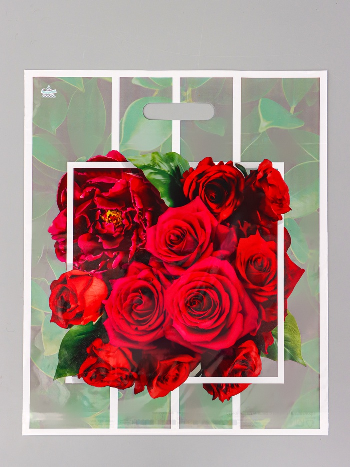 Пакет подарочный «Розарий» полиэтиленовый с вырубной ручкой, 45×38 см 55 мкм - Фото 1