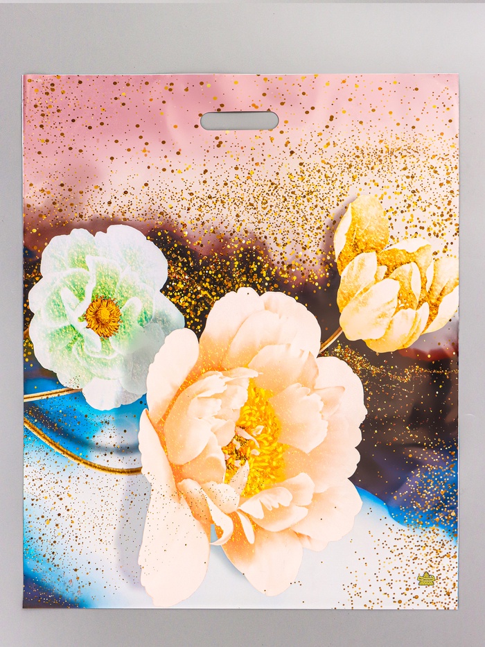 Пакет подарочный «Цветочный БИГ 20 кг» полиэтиленовый с вырубной ручкой, 60×50 см, 100 мкм - Фото 1