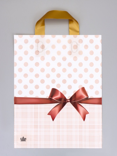 Пакет подарочный «Шоколадный бант» полиэтиленовый, с петлевой ручкой, 35×28 см 55 мкм