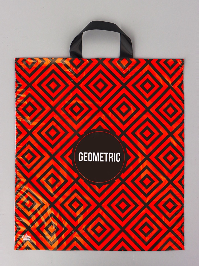 Пакет подарочный «Геометрик» полиэтиленовый, с петлевой ручкой, красный, 42×38 см 37 мкм - Фото 1