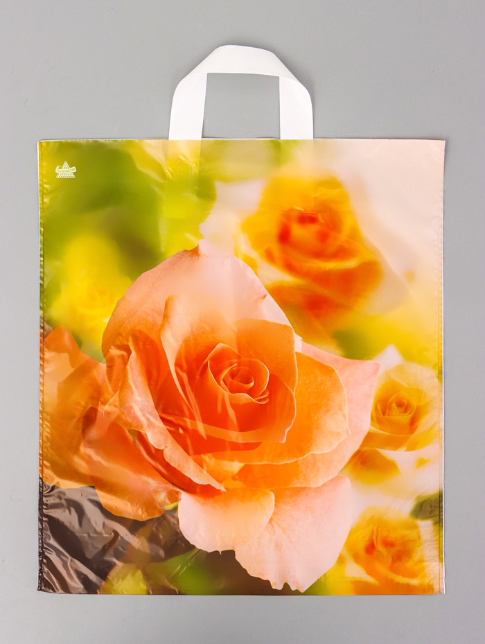 Пакет подарочный «Утренняя роза» полиэтиленовый, с петлевой ручкой, 42×38 см 37 мкм - Фото 1