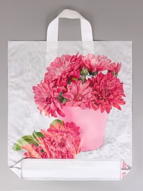 Пакет подарочный «Хризантемы» полиэтиленовый, с петлевой ручкой, 40?36 см 37 мкм (комплект 50 шт)